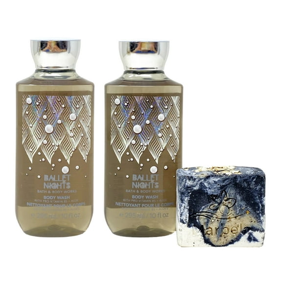 Bath & Body Works Ballet Nights 2 Pack Body Wash Set with a Marbela Charcoal Scrub Bar Soap - Full Size