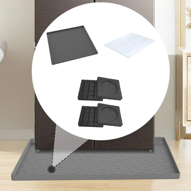 4 Almohadillas Antivibración Para Lavadoras Y Amortiguadores Para Compresores, Sofás Y Muebles.+Alfombrilla Protectora Para Refrigerador, Ideal Para Electrodomésticos Debajo De La Silla Del