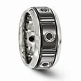 thumbnail image 4 of Grey Titanium Ring Band Wedding Black Spinel Round, 4 of 6