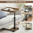 thumbnail image 3 of BEJOLO C Shaped Side Table with Wheels, Adjustable Height Tea Table, Rectangular, Walnut Color, 3 of 8