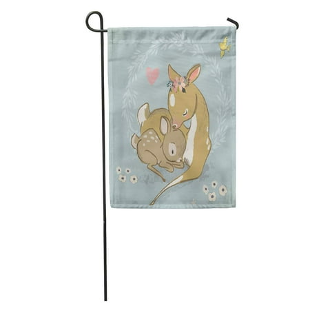 SIDONKU Pink Baby Cute Deer Child Bird Boy Cartoon Character Garden Flag Decorative Flag House Banner 12x18 inch