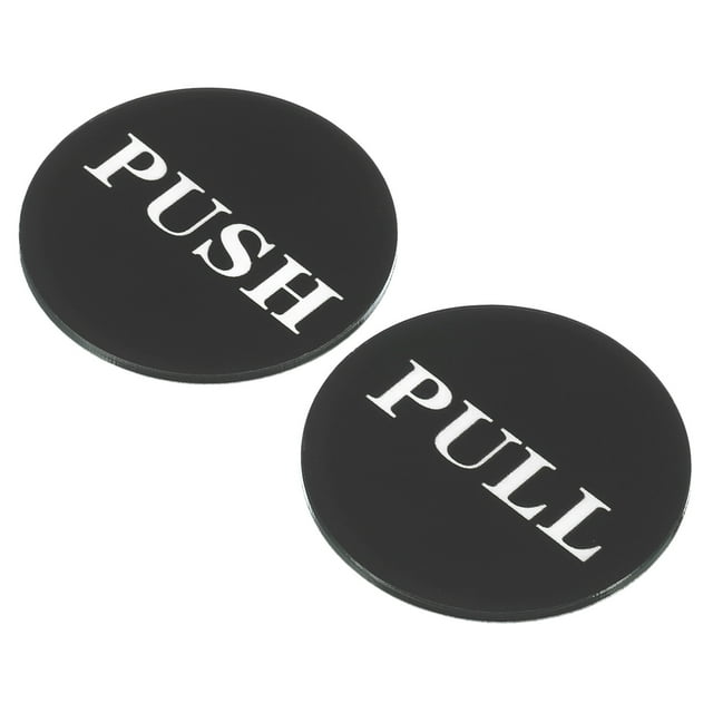 Unique Bargains Push Pull Door Sign Acrylic Self Adhesive Round Sticker Black/White 8 Pack