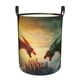 thumbnail image 1 of Balery Castle Red Green Sky Dragon Cesta de ropa redonda con asas, impermeable, independiente, para ropa, juguetes, dormitorio y familia-Small, 1 of 6
