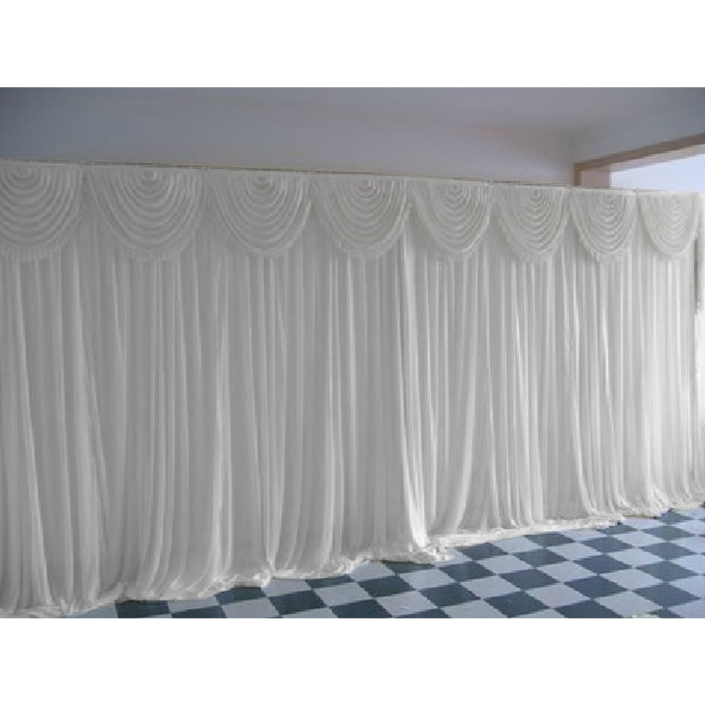 Backdrop Curtain White for Wedding Party Photography Event Without Swag Ice Silk 