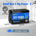 thumbnail image 4 of WattCycle 12V 300Ah Mini LiFePO4 Lithium Battery with Bluetooth(314Ah), 200A BMS, Deep Cycles, 4.01kWh, Low-Temp Protection, for RV, Marine, Trolling Motor, Solar, Home Backup Off-Grid, 2 Packs, 4 of 11