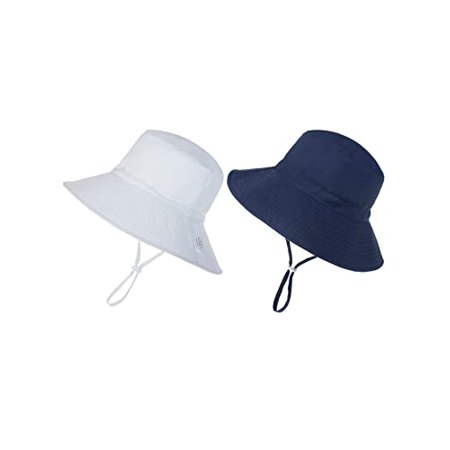 

Century Star Two Pack Wide Brim Hats UPF 50+ Sun Protection Camping Hat for Baby Kids Toddler Navy & White 6-12 Months