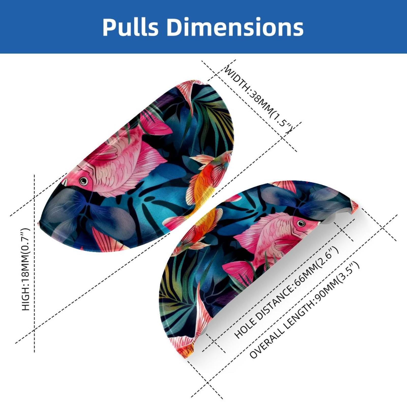 PhooArto 6 Pcs Cup Drawer Pulls, Watercolor Colorful Tropical Fish Pattern Shell Shape Handles Cabinet Knobs for Dresser Cupboard Closet Wardrobe with Screws