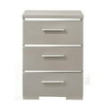 thumbnail image 2 of Benzara BM194362 Wooden Nightstand with Three Spacious Drawers & Metal Handles, White & Silver - 25.47 x 15.35 x 17.72 in., 2 of 5