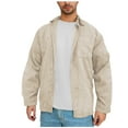 thumbnail image 1 of LNWUY Corduroy Shirts for Men Spring Autumn Long Sleeve Button Down Casual Ribbed Shacket Slim Fit Lightweight Jacket Beige M, 1 of 4