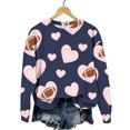 thumbnail image 2 of Women Rugby Football Print Crew Neck Sweatshirt Long Sleeve Loose Pullover Top Fashion Casual Loungewear Shirt for Home & Spring Autumn Daily Streetwear S-5XL Navy, 2 of 7