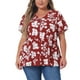thumbnail image 1 of Blusa peplum elegante de verano con flores y escote en V para mujer de tallas grandes Agnes Orinda 2X roja, 1 of 6