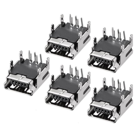 Mini USB PCB Connector 5P Female Jack Four Foot 90 Degree Angle 5pcs price history on PriceWatchPro