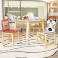 thumbnail image 3 of Sesslife Kids Table and Chairs Set, 5 Pieces Kids Square Table with 4 Animal Shape Chairs, Wood Cute Cartoon Toddler Table and Chair Set, Sturdy Kids Play Table for Playroom Bedroom Kids Room, White, 3 of 9