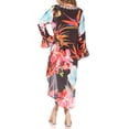 thumbnail image 2 of Sakkas Rema Women's Boho Shift Tunic High Low V-neck Long Sleeve Dress with Print - FLBK32-Black - One Size Regular, 2 of 5