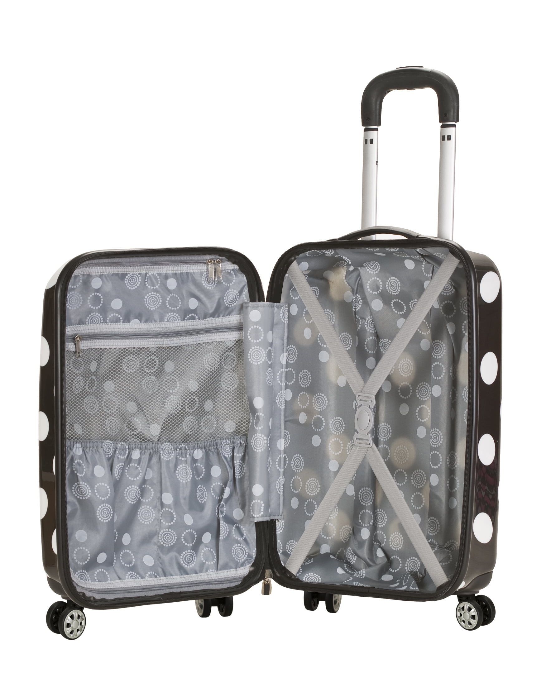 Rockland Luggage 3-Piece Hardside ABS Spinning Luggage Set, Black Dot