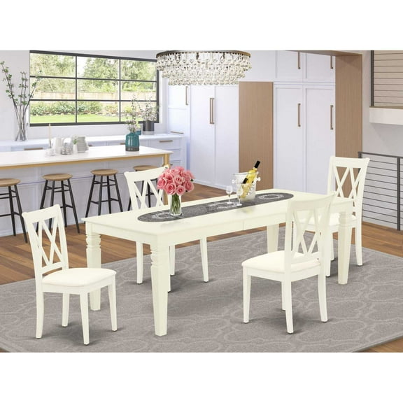East West Furniture Dining Room Set Linen White, LGCL5-LWH-C