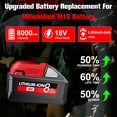 thumbnail image 2 of Batería JUNWOOD de repuesto para Milwaukee M18 18 V 8.0 Ah, paquete de 2, 2 of 7