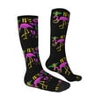 thumbnail image 3 of Fotbe Mardi Gras with Flamingo print Women's Men's Novelty Crew Socks Cotton Socks Knee High Socks for Walking,Running,Nurses,Pregnancy, 3 of 9