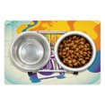 thumbnail image 1 of Jukebox Pet Mat for Food and Water, Retro Vintage Radio Music Box with Marigold Yellow Abstract Fog Like Image, Non-Slip Rubber Mat for Dogs and Cats, 18" X 12", by Ambesonne, 1 of 2
