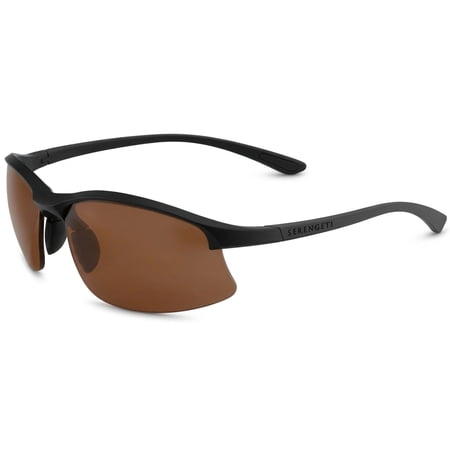 Serengeti Winslow 2.0 Polarized Unisex Matte Black/555nm Green Semi-Rimless Wrap - Made in Italy