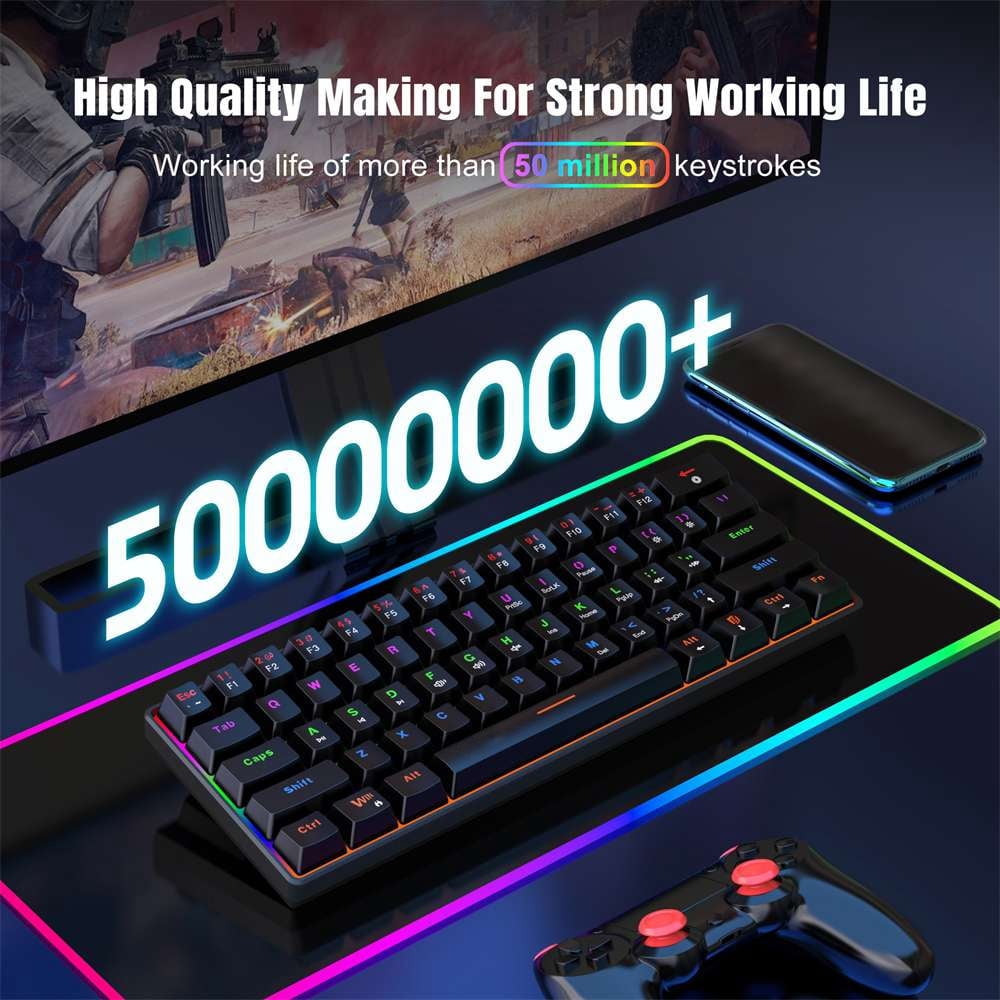 Gaming Keyboard & Mouse Combo,Wired Mechanical Gaming Keyboard Mouse Sets for Windows PC Gamers Desktop Computer Laptop,61 Keys RGB Backlit