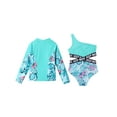 thumbnail image 4 of Zaldita Girls Rash Guard Set 2-Piece Long Sleeve Swimsuit Kids Bathing Suit UPF50 Quick Dry Swimwear Zipper Leaf 8, 4 of 7