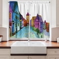 thumbnail image 2 of Ambesonne Cartoon Kitchen Curtains, European House Scenery, 55"x39", Multicolor, 2 of 3