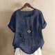 thumbnail image 5 of Camisetas de Manga Corta para las Mujeres Impreso Botón de Manga Corta Camiseta Blusa Poliéster, Ropa Casual Mirar Superior para las Mujeres, 5 of 8
