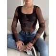 thumbnail image 4 of Suagox Women Crop Sheer Mesh Tops Summer Fashion Print Long Sleeve Shirt Casual Pullovers for Club Streetwear, 4 of 10