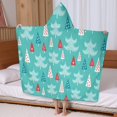 thumbnail image 5 of Turquoise Christmas Tree Pattern Hooded Bath Towel，60"x35" for Ages 3 To 12 Kids, Quick Dry Lightweight Soft Microfiber Hood Beach Towel Cover Up for Kids, 5 of 7