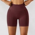 thumbnail image 2 of Pantalones cortos de yoga de cintura alta para mujer, control de barriga, pantalones cortos atléticos sin costuras para gimnasio en casa, correr, entrenamiento, granate M, 2 of 6