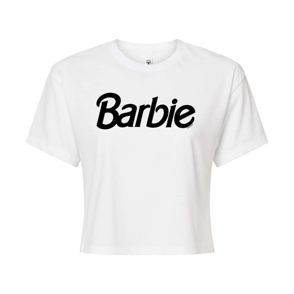 Barbie - Classic Black Logo - Juniors Cropped Graphic T-Shirt