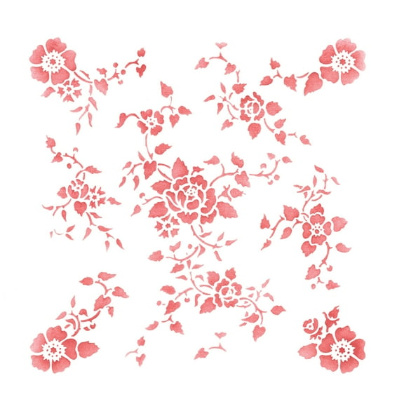 Floral Rose Wallpaper Wall Stencil 3391 by Designer Stencils