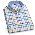 thumbnail image 2 of Chemises Oxford 100% pur coton pour hommes, chemise à carreaux à manches longues, rayée, BusinessTartan, rouge, vêtements de styliste, 2 of 4