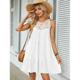 thumbnail image 3 of jinghuiyue Women’s Summer Hollow Out Halter Dresses Sleeveless Casual A-Line Tiered Swing Mini Dress Beach Vacation Sundress S, 3 of 6