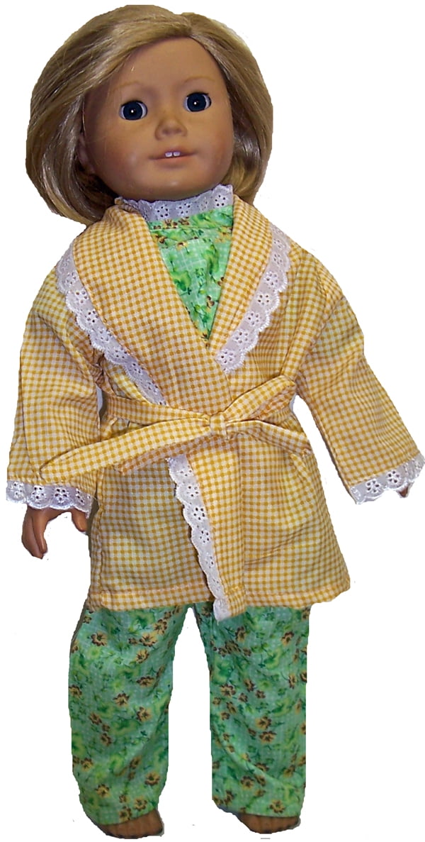 Doll Clothes Superstore Pajamas and Bathrobe Fits 18 Inch Girl Dolls
