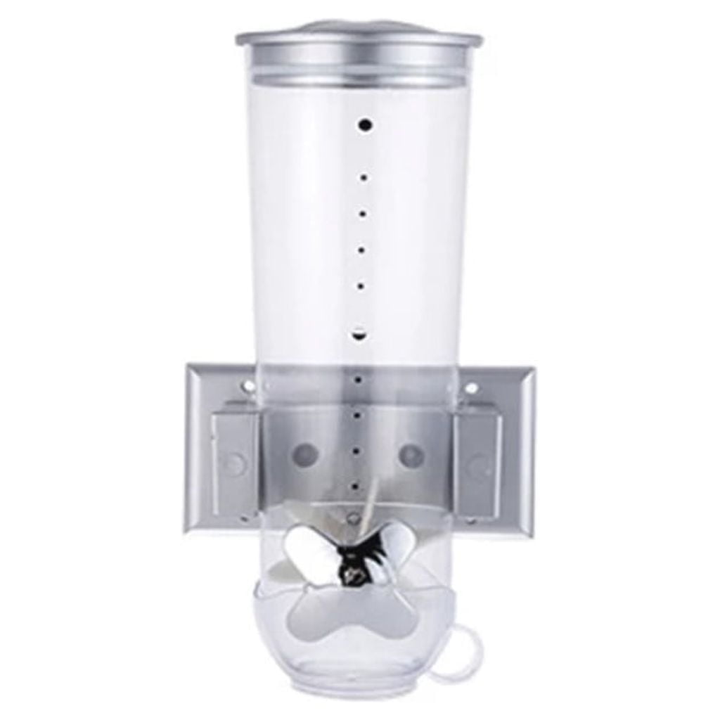 Wall Mounted Dual Dry Food Dispenser, Space-Saving Airtight Grain & Coffee Bean Storage Container with Portion Control, Kitchen & Café Use, Gray (1 Set)