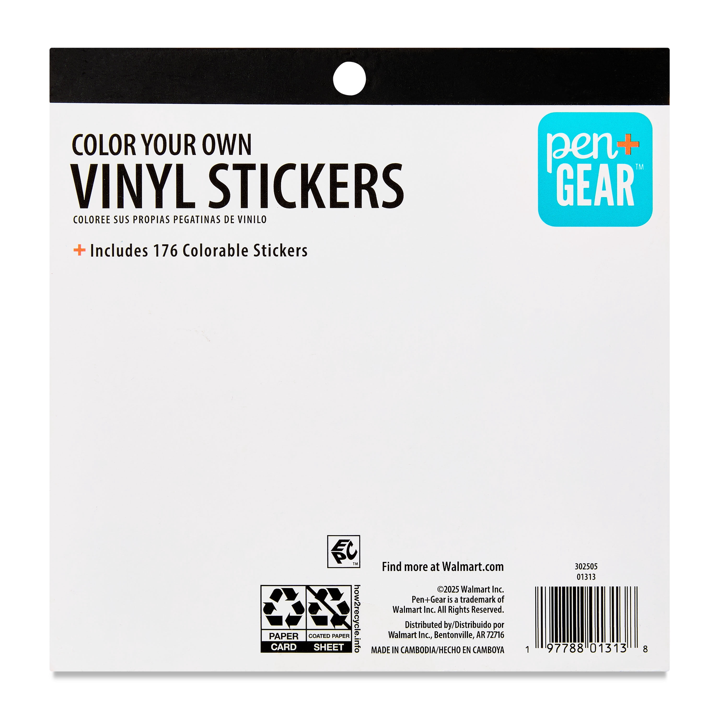Pen+Gear Color Your Own Vinyl Sticker Kit, 176 Stickers, 40 Sheets