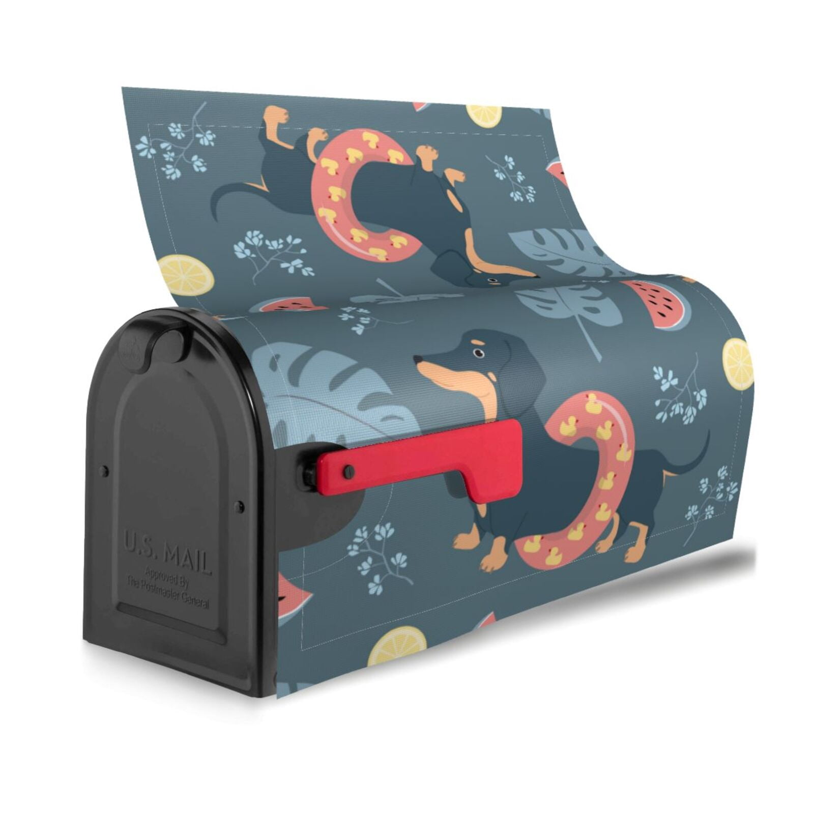 Logiee Watermelons Dachshunds Print Post Letter Box Wrap Decor, Mailbox Cover Suitable for Standard Mailbox and Large Size Mailbox,Outdoor Yard Decoration-21x18 in