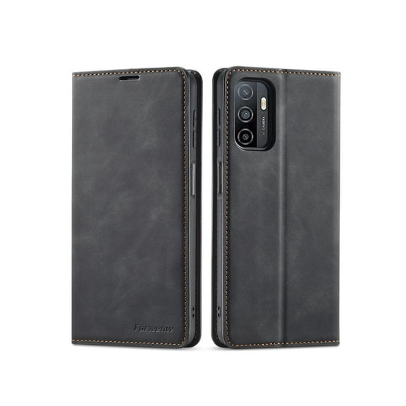 Samsung Galaxy Galaxy A03S Case, Premium PU Leather Cover TPU Bumper with Card Holder Kickstand Hidden Magnetic Shockproof Flip Wallet Case