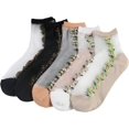 thumbnail image 6 of PTSPLLMY Sox Womens Girls Sheer Socks Mesh Lace Crew Socks Transparent See Through Ultra Thin Silk Nylon Dress Socks, 6 of 8
