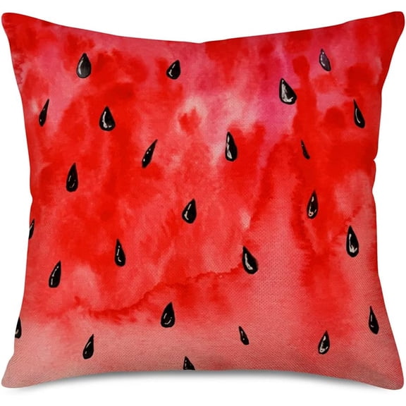 Watermelon Summer Throw Pillow Covers 18x18 Inch Summer Fruit Juicy Watermelon Cushion Cover Case Red Farmhouse Seasonal Decorative Outdoor Home Sofa Decor Pillow Cases