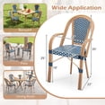thumbnail image 3 of Gymax Outdoor French Bistro Chairs 4 PCS w/ Armrests Galvanized Metal Frame Blue & White, 3 of 9