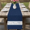 thumbnail image 4 of Blue Plaid Table Runner 70 Inches, Country Live Love Laugh Text Star Love Heart Bed Runner Dresser Scarves Tabletop for Indoor Outdoor Parties/Ceremony/Banquet, 13" x 70", 4 of 9