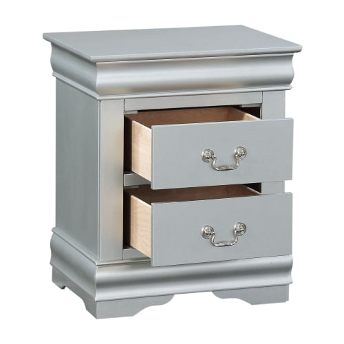 Cterwk 2 Drawer Nightstand with Handle, Wood Beside Table for Living Room, Office, Bedroom