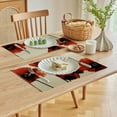 thumbnail image 5 of Pratyus Red Flowers Linen Cloth Indoor Outdoor Table Placemats Set of 4 for Dining, Birthday Parties, Christmas, Buffets - Home Decoration 18x12in, 5 of 8