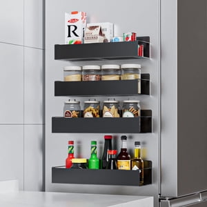 TINANA Magnetic Spice Rack Organizer, 4-Pack, Black
