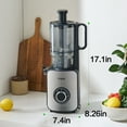 thumbnail image 4 of Juicer Machines, TER Cold Press Juicer With 5'' Wide Chute, Stainless Steel Slow Masticating For Vegetables & Fruits, High Juice Yield, Easy To Clean, Includes 2 Cups, Silver, 4 of 10
