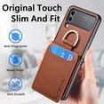 thumbnail image 6 of K-Lion Wallet Case for Samsung Galaxy Z Flip 3 5G , Premium PU Leather Card Slot Ring Holder Slim Thin Case Anti-Scratch Shockproof Protective Dropproof Case Cover for Samsung Galaxy Z Flip 3,Brown, 6 of 8