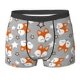 thumbnail image 6 of Men's Boxer Briefs, Fox Stars Printed Gray Soft Comfy Mens Underwear Boxer Briefs Breathable With Widen Waist, 6 of 7